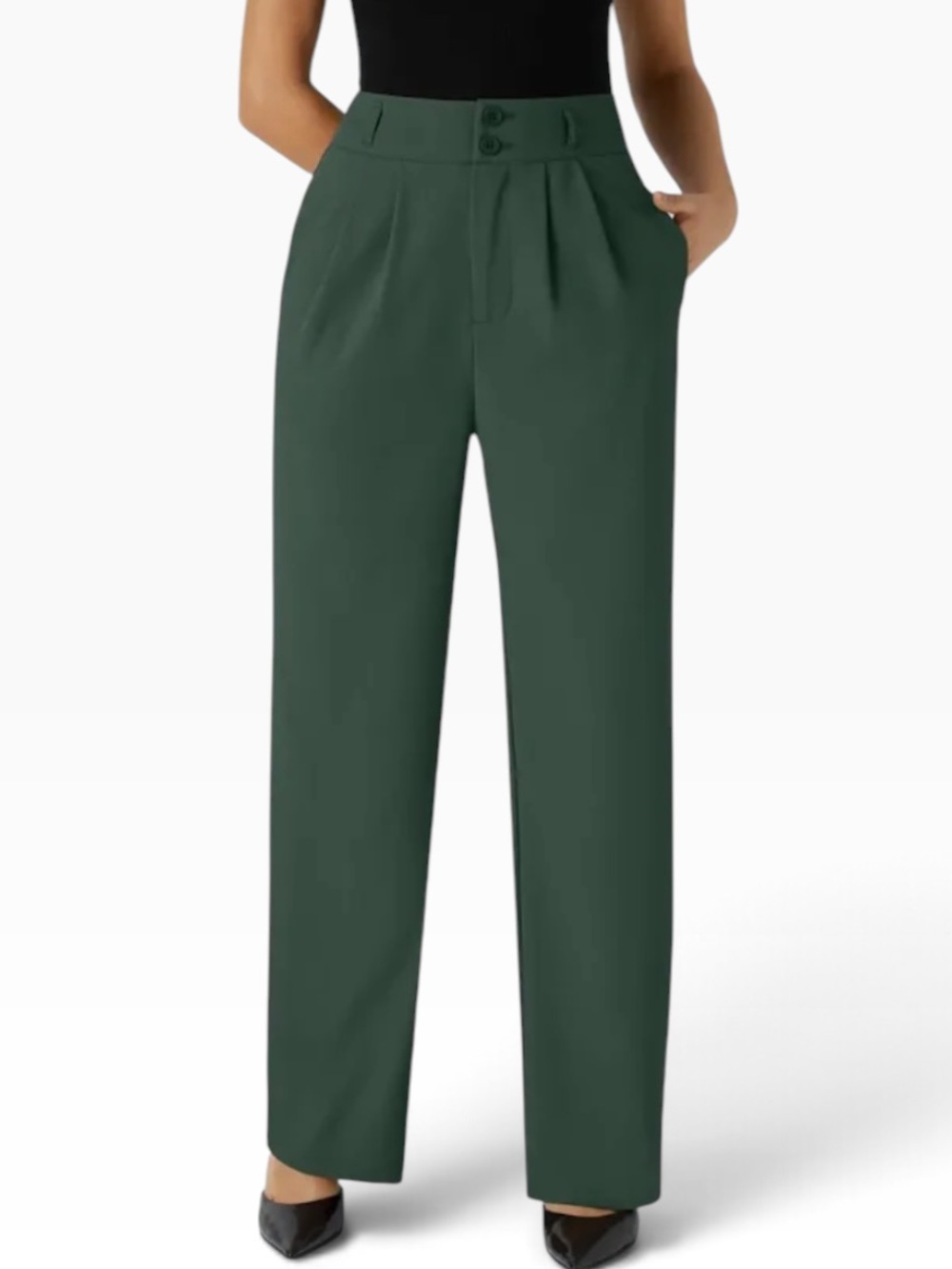 Halara Flex™ Shirred Work Pants NWOT | 2X • Green • Straight Leg •